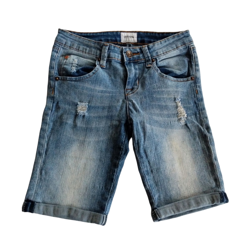 Hudson Girls Distressed Denim Bermuda Shorts Size 12